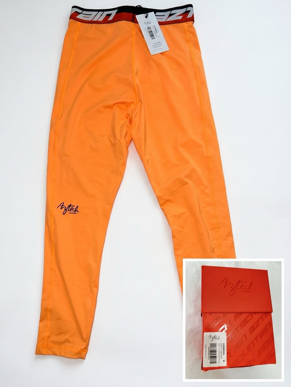 Aztech Mountain Ski Base Layer Leggings Neon Orange Womens M NWT $275+